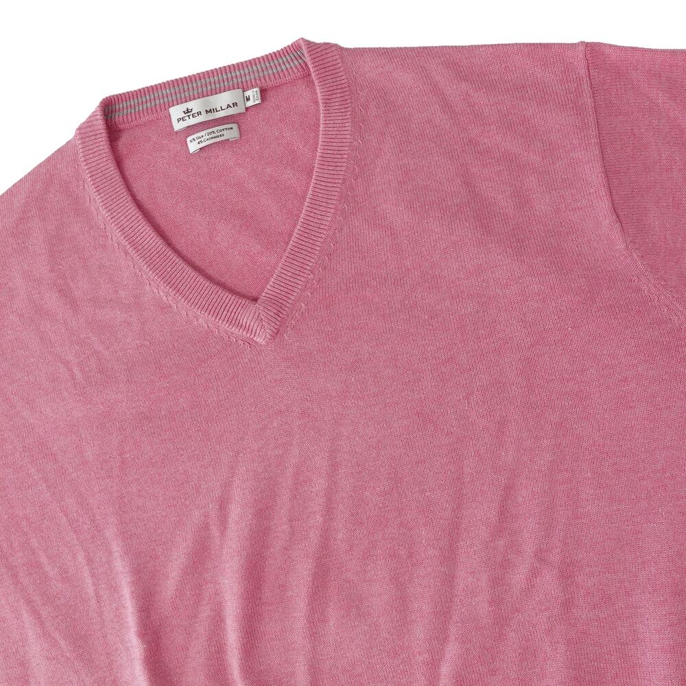 Peter Millar Silk Cashmere Blend Golf V Neck Pink Sweater Men's Medium